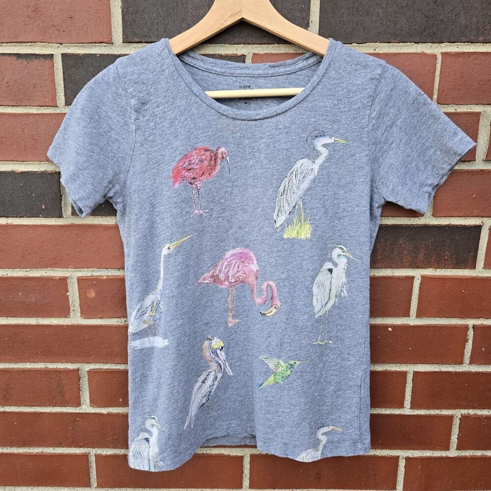 J.Crew Womens XS Crane Collector Tee T-Shirt Birds Flamingo